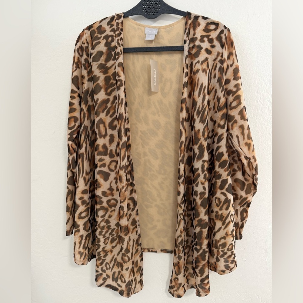 Chico's Tan Mesh Topper Women’s Size Large
